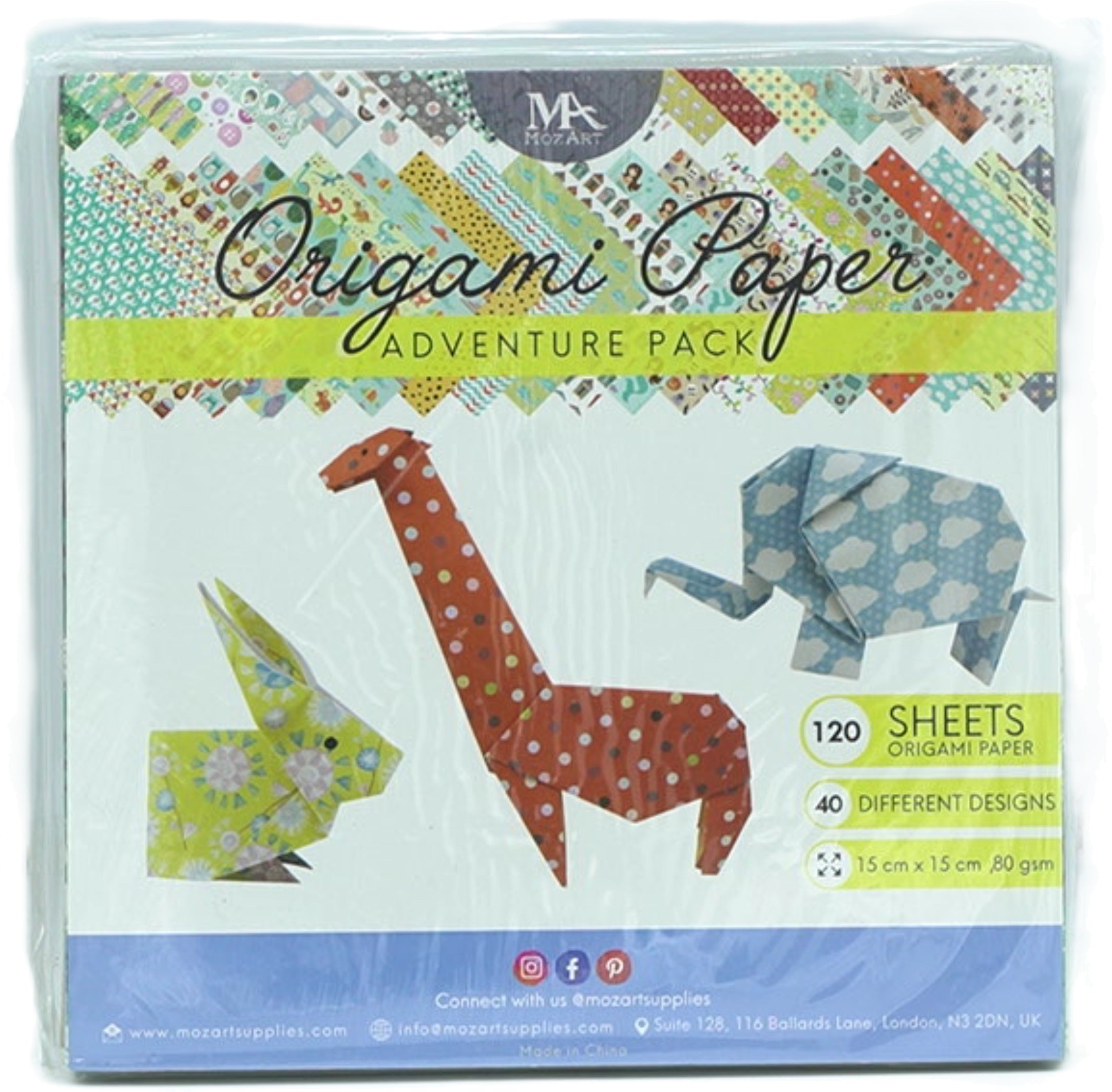 Mozart Origami Paper 120 Sheets 15cm Adventure Pack