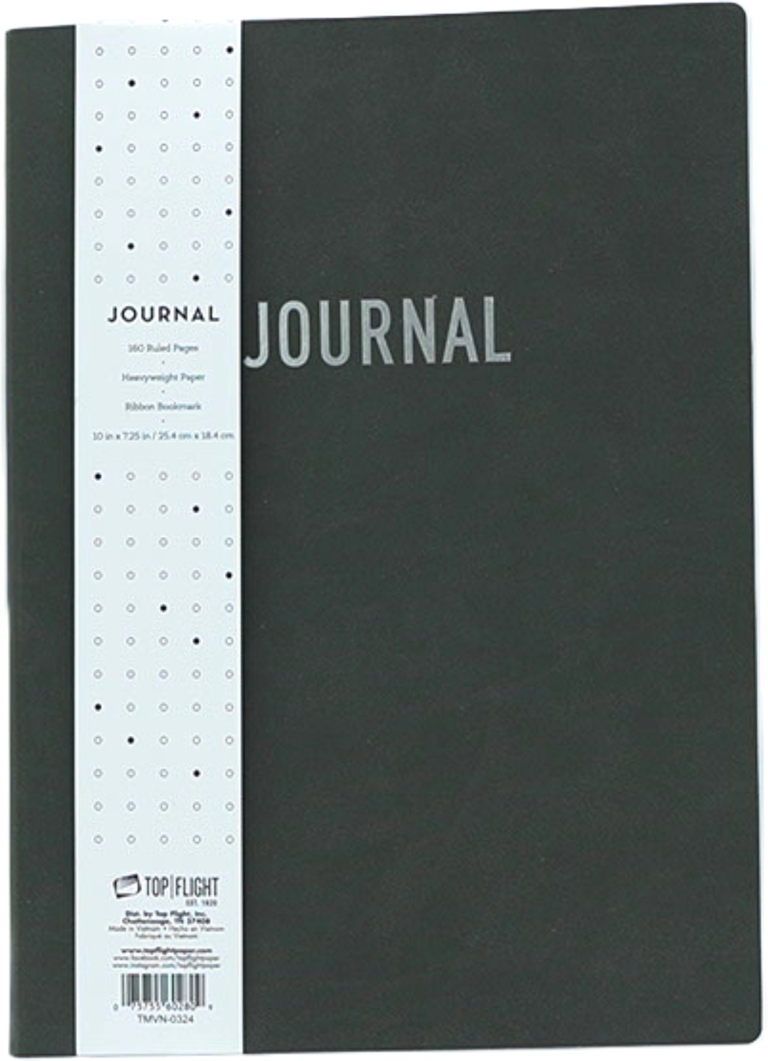 Top Flight Grey Journal 7.25x10in 160 Ruled Pages