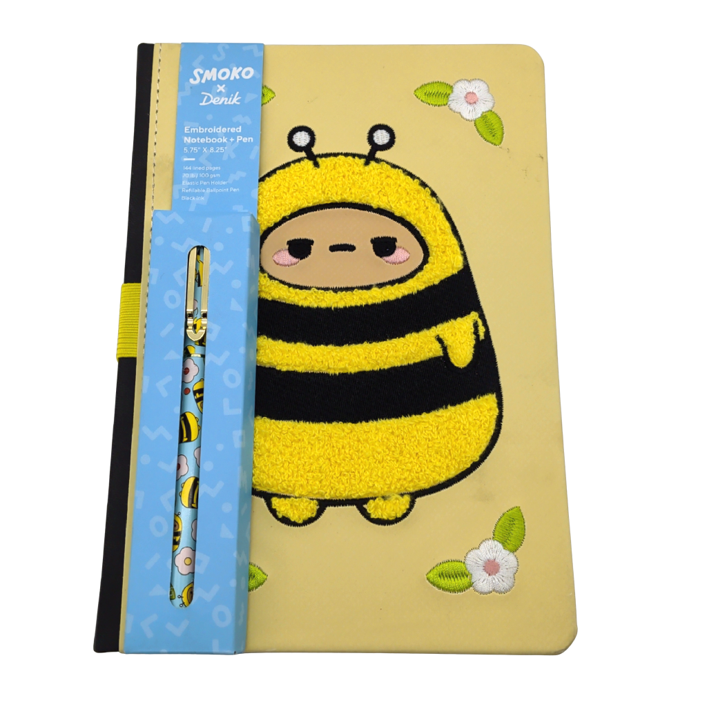 Journal w/Pen 8.5" x 6" 144pgs. Embroided Bee
