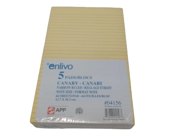 Paper Pad Lined 5pk Canary (b/u $0.79ea) Enlivo