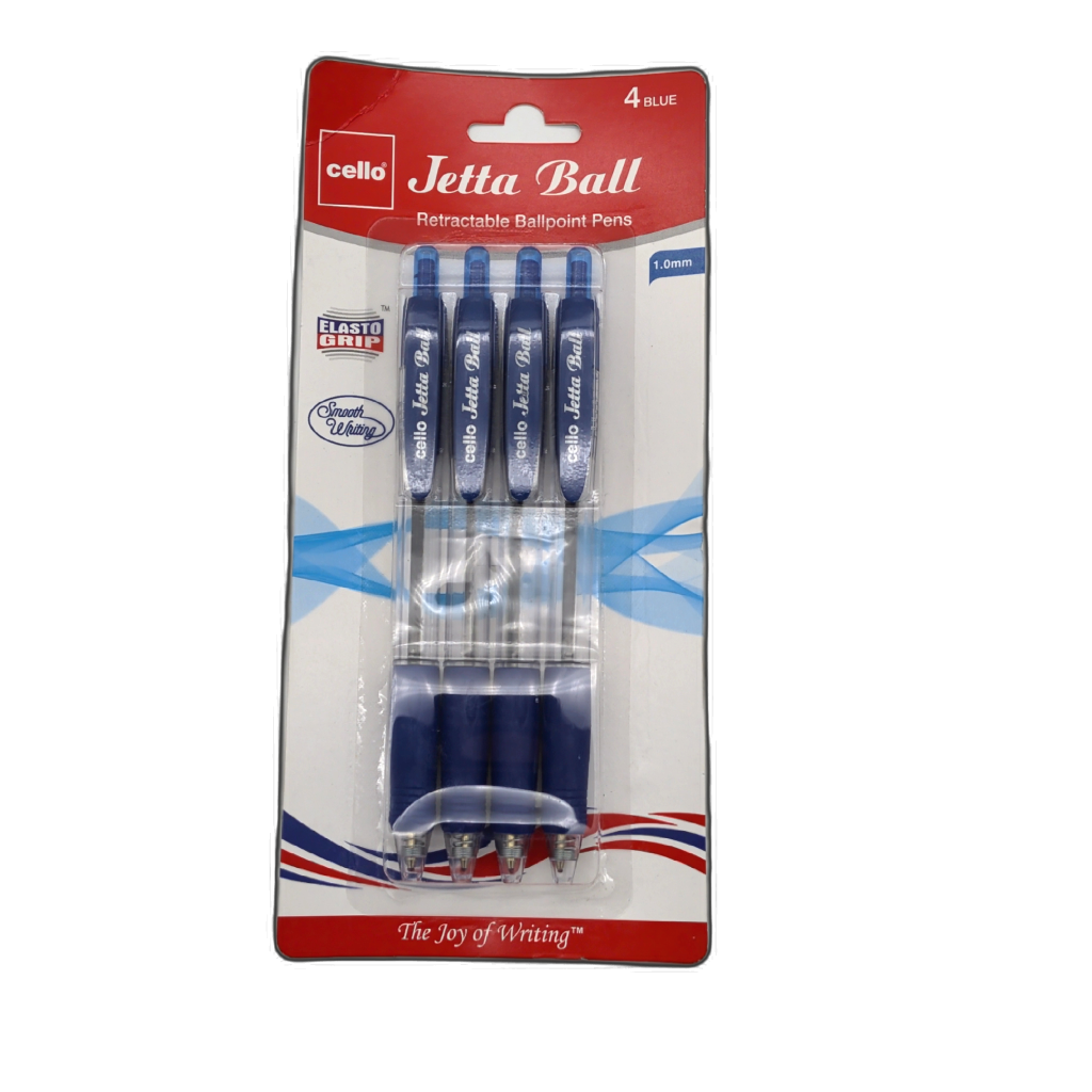 Jetta Retractable Ball Pens 4pk Blue