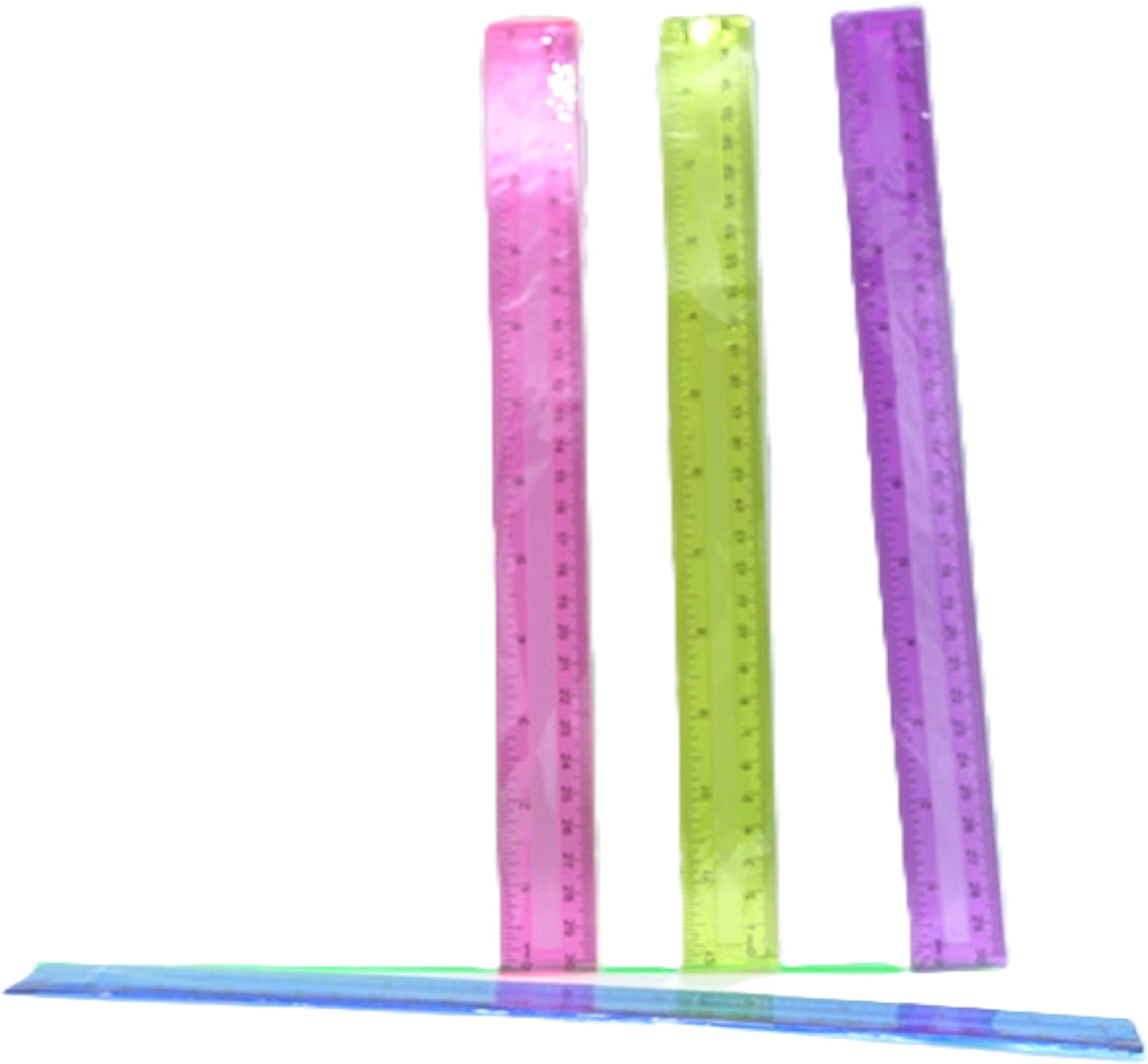 12" Clear Plastic Ruler - Assorted Colors