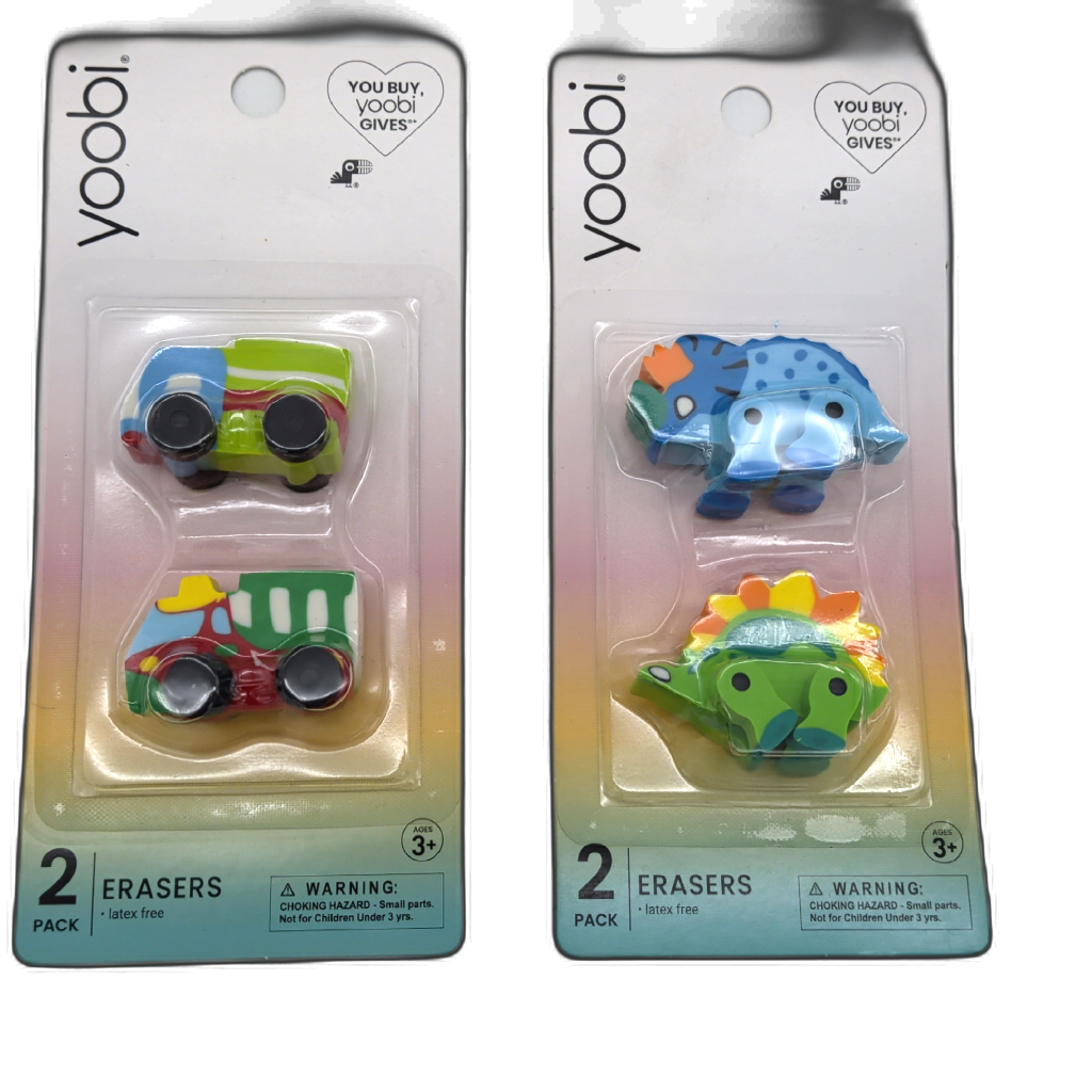 Yoobi erasers 2-pack in assorted designs