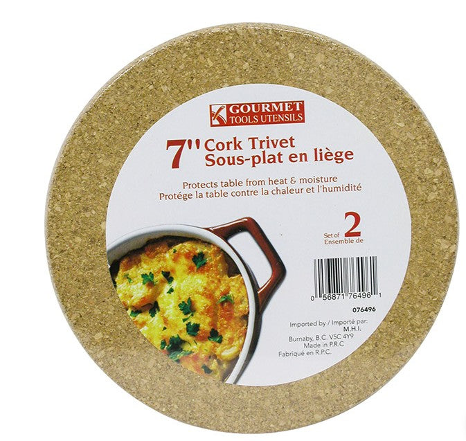 Gourmet 7-Inch Cork Trivet 2-Pack