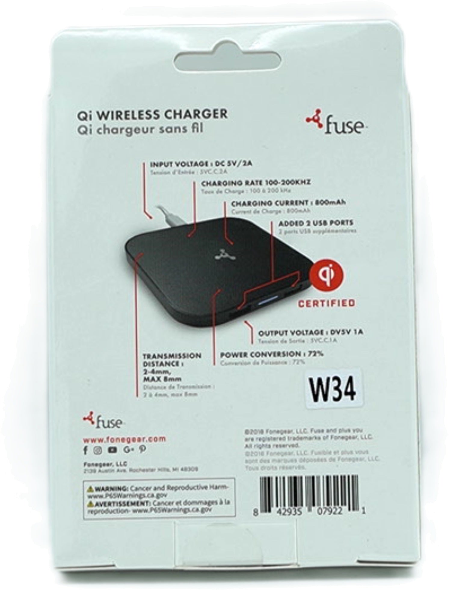 Qi Wireless Charger with Dual USB Ports