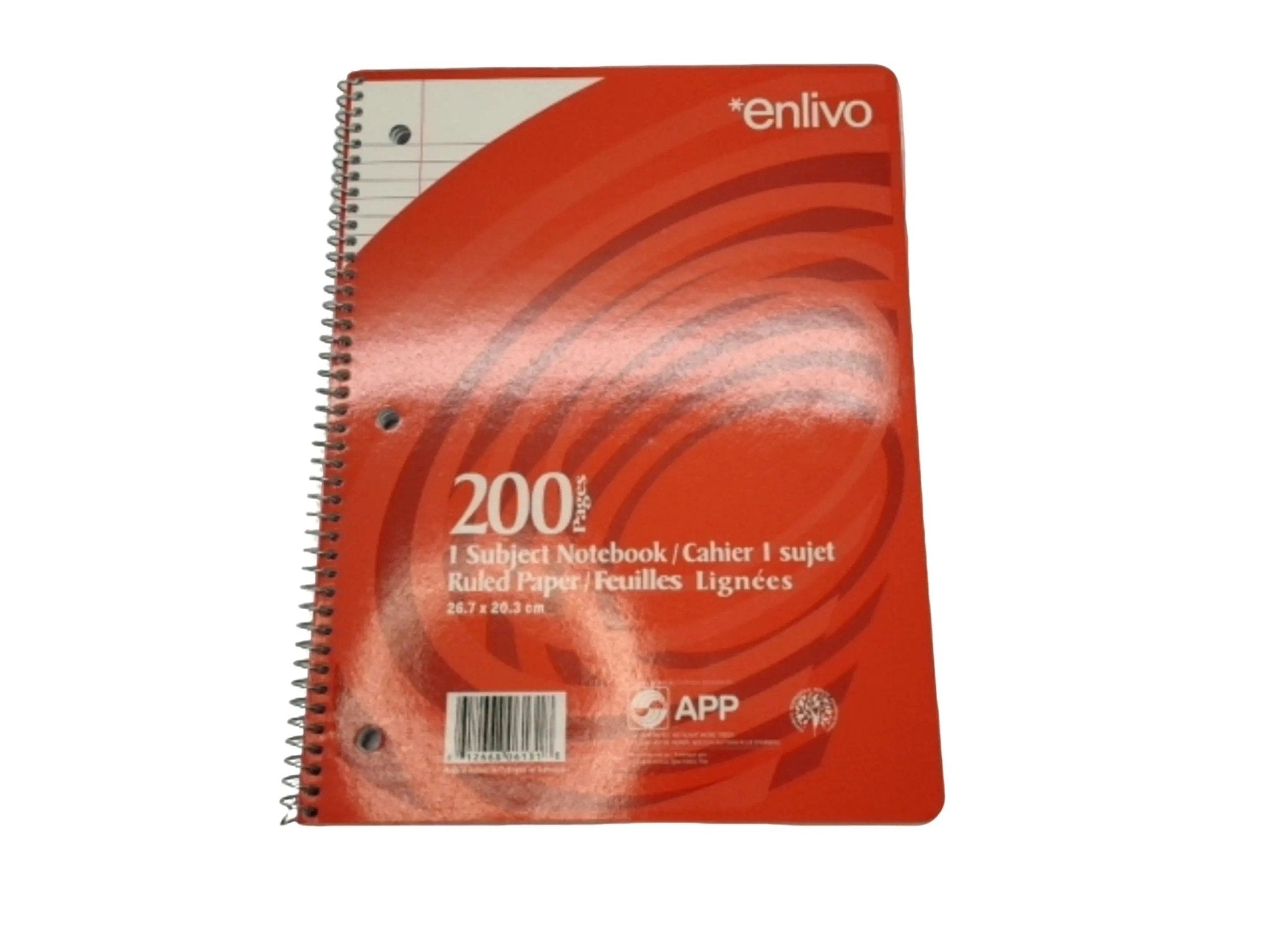 1 Subject Coiled Notebook 200 Ruled Pages Enlivo - Brantford Surplus
