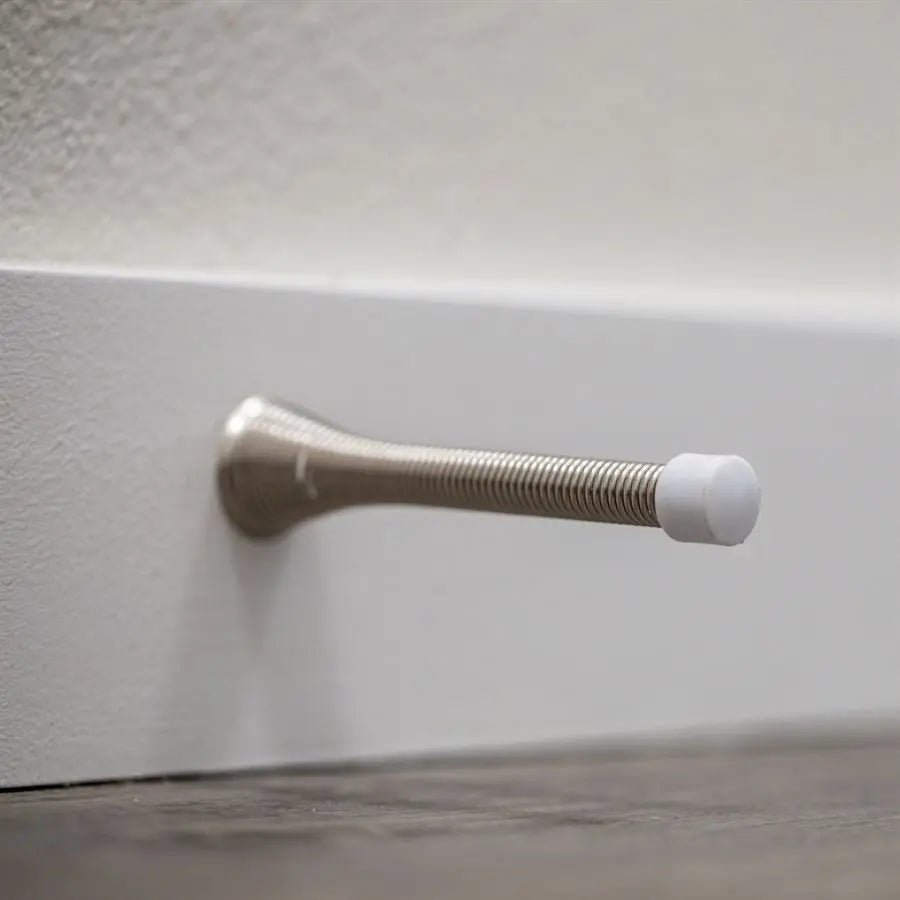 10PC Spring Door Stops 3in Silver - Brantford Surplus