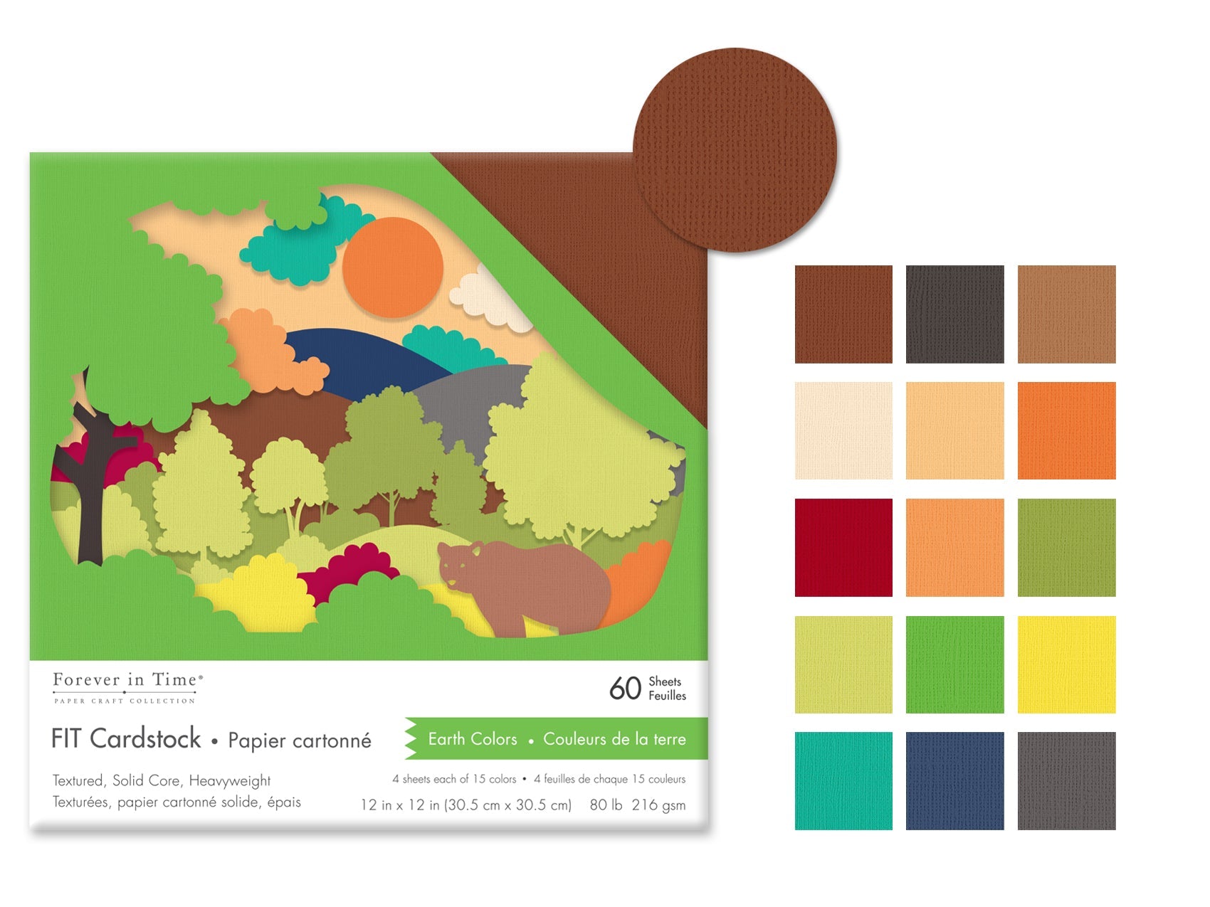 12x12 Textured Cardstock - Earth Tones Scrapbooking 60 Sheets - Brantford Surplus