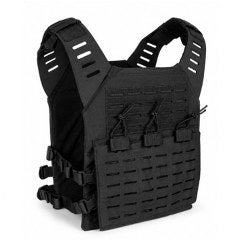 Air Raid Plate Carrier Laser Cut Black with Triple Mag Pouch