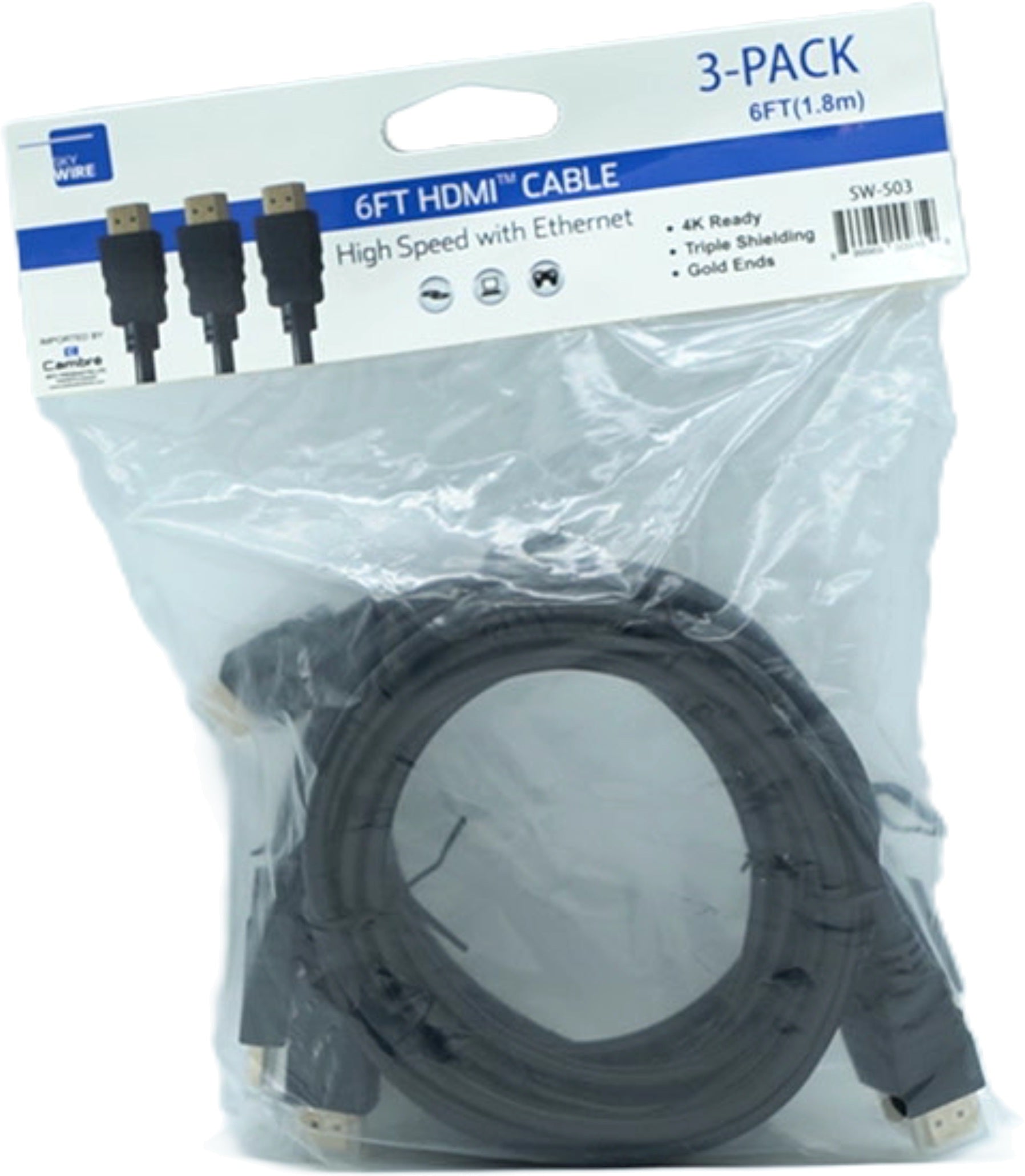 Sky Wire 4K HDMI Cable 6ft 3-Pack