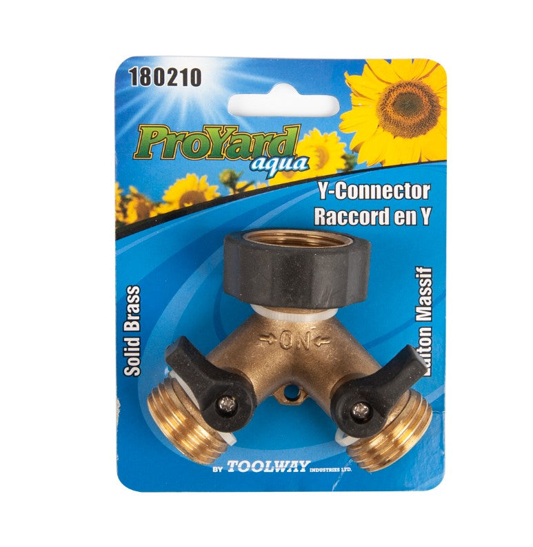 Brass Hose Y Control Valve w/ Shut Off Pro Yard Aqua