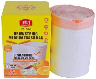Orange Scented Drawstring Trash Bags 8 Gallon 90 Count