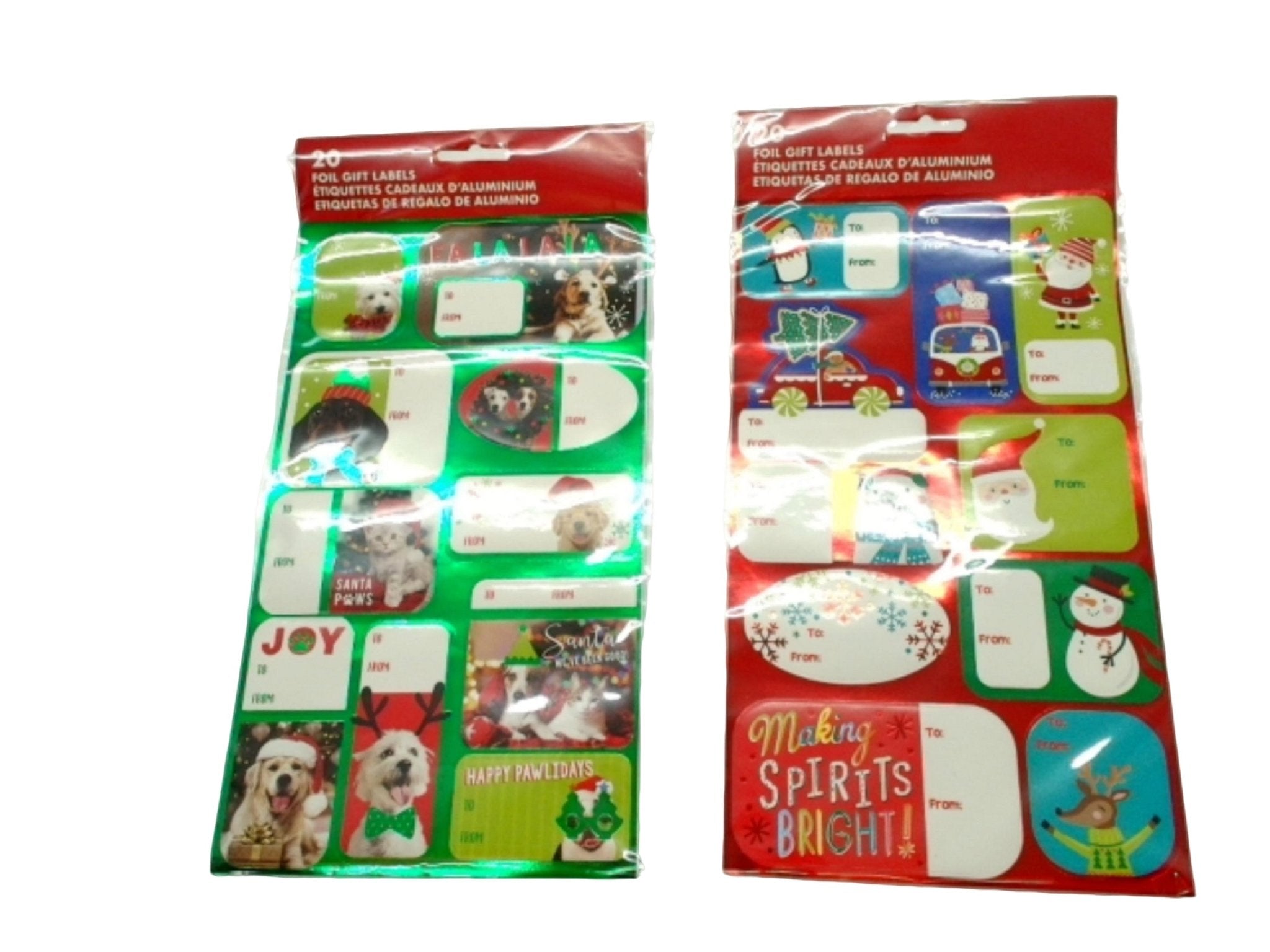 20 - Pack Christmas Foil Gift Tags - Holiday Stickers - Brantford Surplus