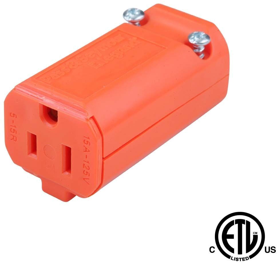 Female Power Cord Socket 125VAC 15A Orange - Global Tone