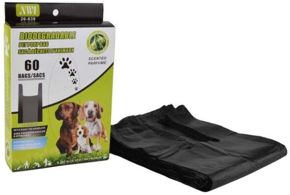 Pet Waste Bags 60-Pack with Handles Black NWI