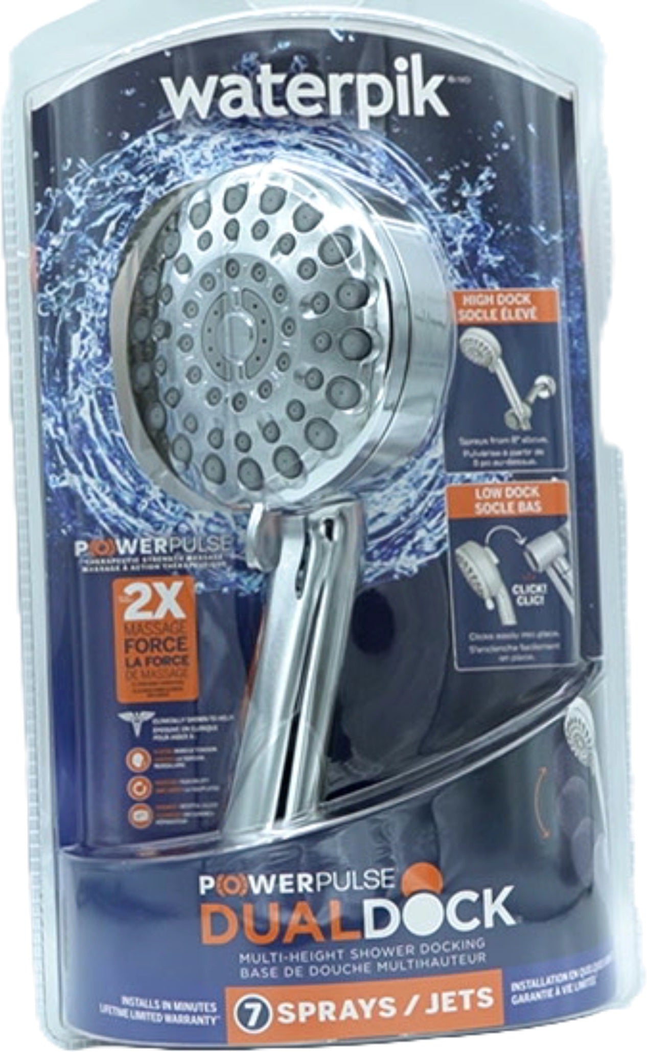Waterpik Powerpulse Dual Shower Head 7 Spray Settings