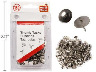 Metal Thumb Tacks 150-Pack Clam Pack