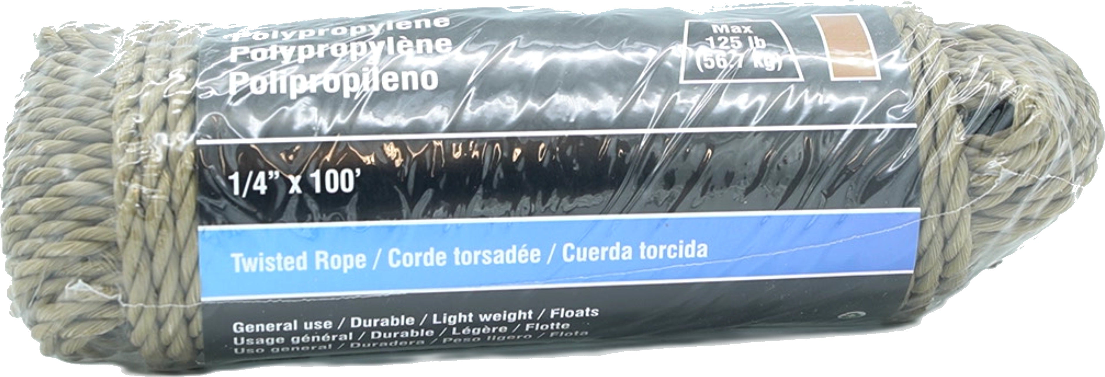 Onward 1/4" x 100' Polypropylene Twisted Rope Brown