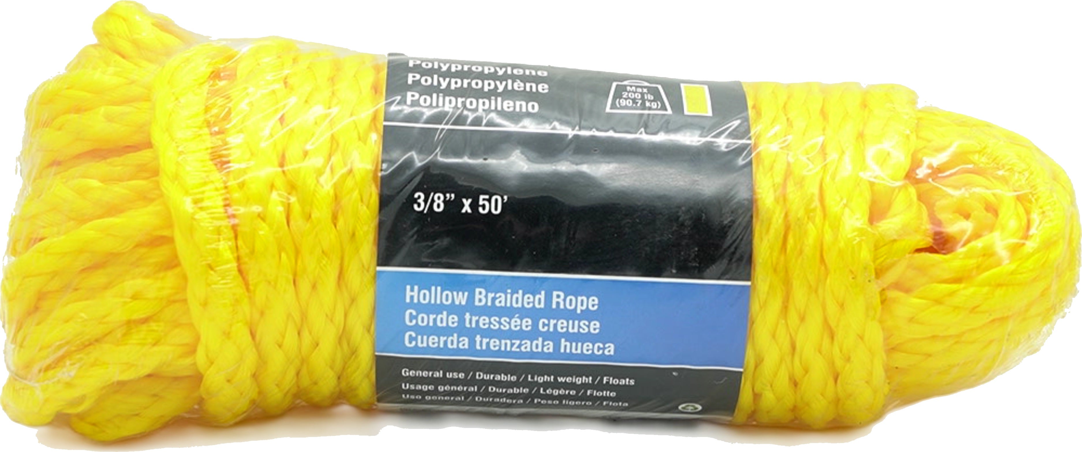 Onward 3/8" Polypropylene Rope 50ft Hollow Braided 200lb