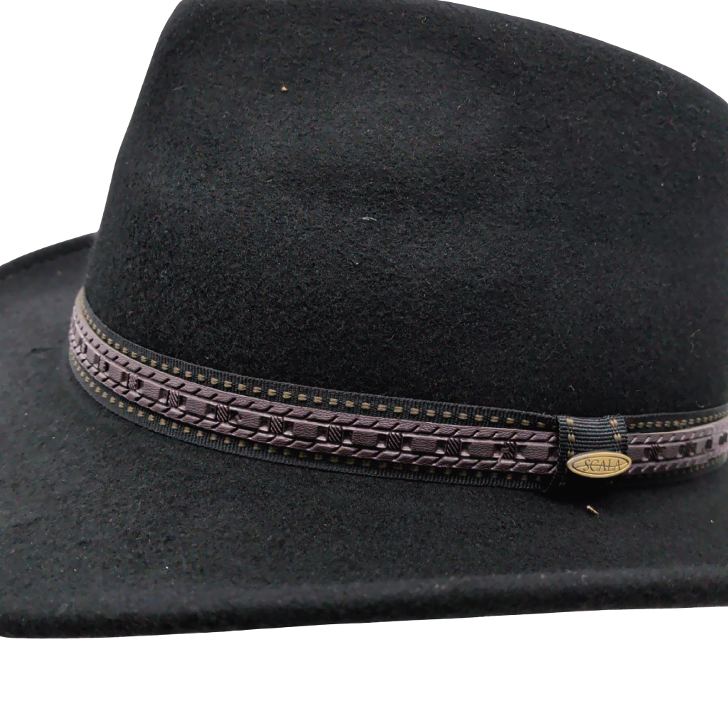 Scala Men's San Antonio Wool Felt Outback Hat Large Black — alternate view