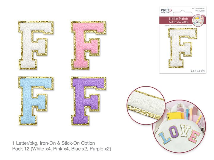 3D Chenille Iron - On Letter Patch 2.5" F - Brantford Surplus