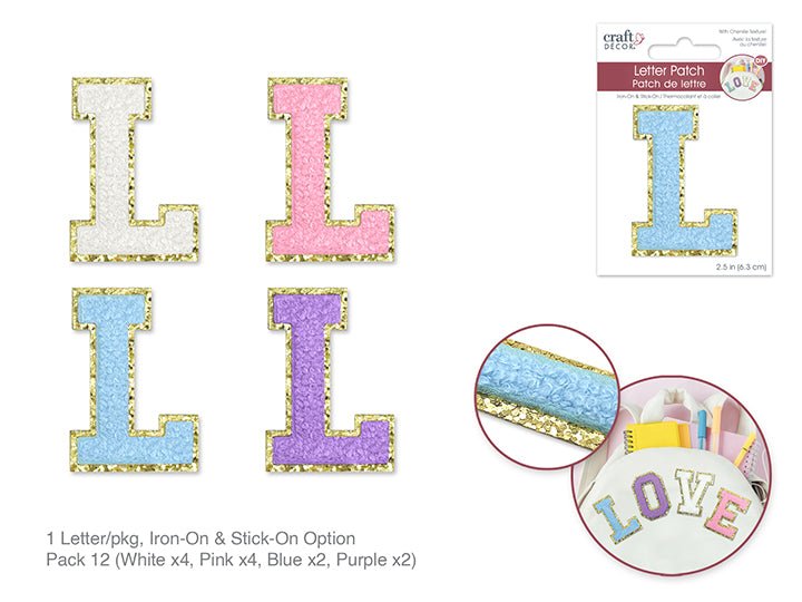 3D Chenille Iron - On Letter Patch 2.5" L - Brantford Surplus