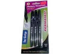 3pk. Black Permanent Markers, Bullet Point - Brantford Surplus