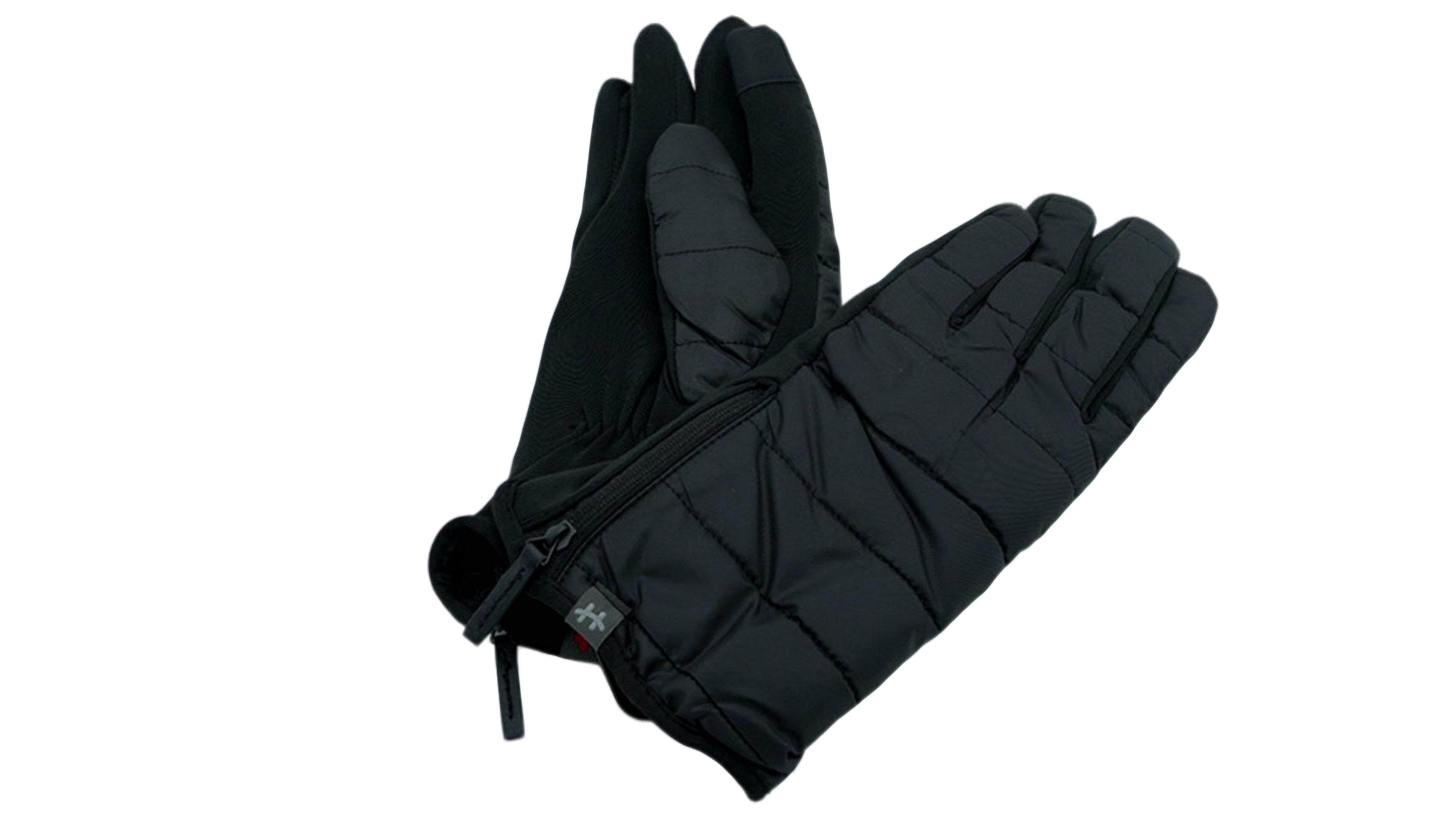 Hot Paws Ladies Fur Lined Gloves with Zip Black