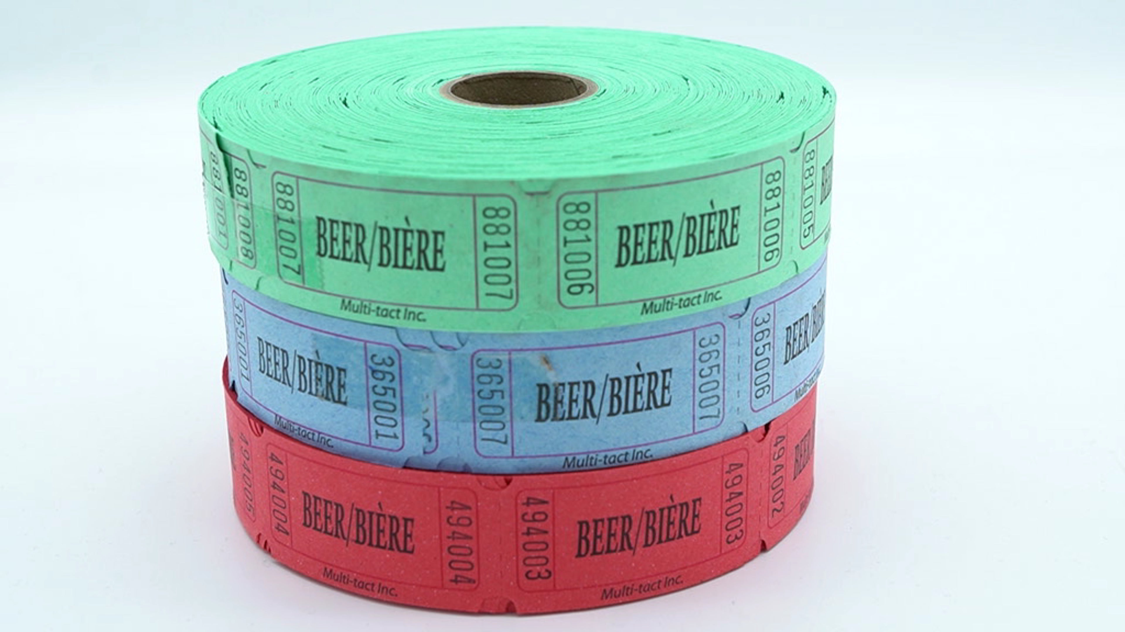 Beer Tickets Roll 1000 Count Multi-Colour Drink Tokens