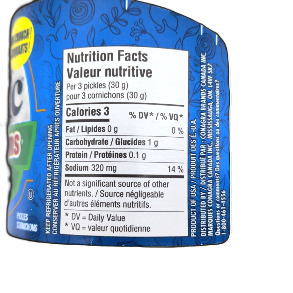 Vlasic Snack'mms pickles - bottle detail