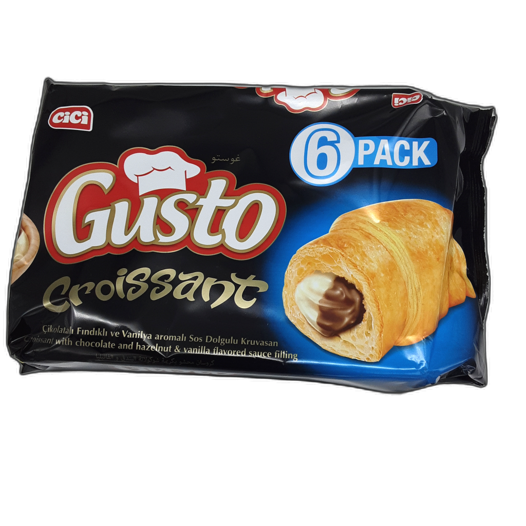 Gusto croissants with chocolate hazelnut and vanilla cream filling, six pack