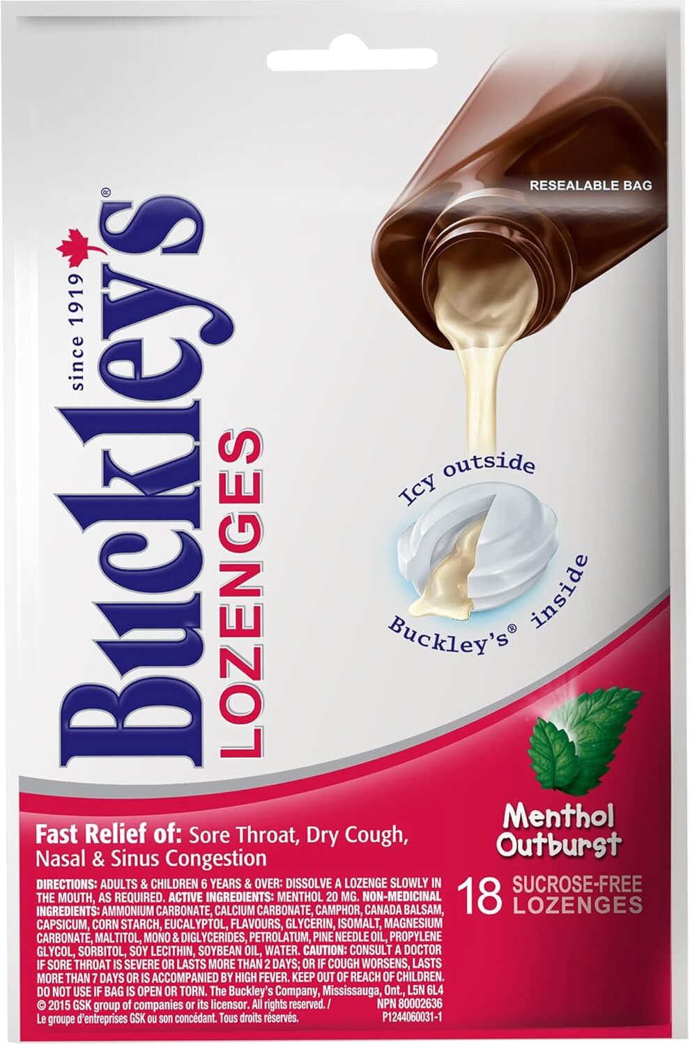 Buckley's Menthol Lozenges 18 Pack - Throat Relief