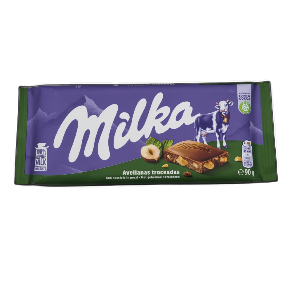 Milka Chopped Hazelnuts Chocolate Bar 90g