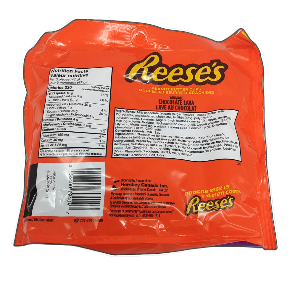 Reese's chocolate lava peanut butter cups — packaging