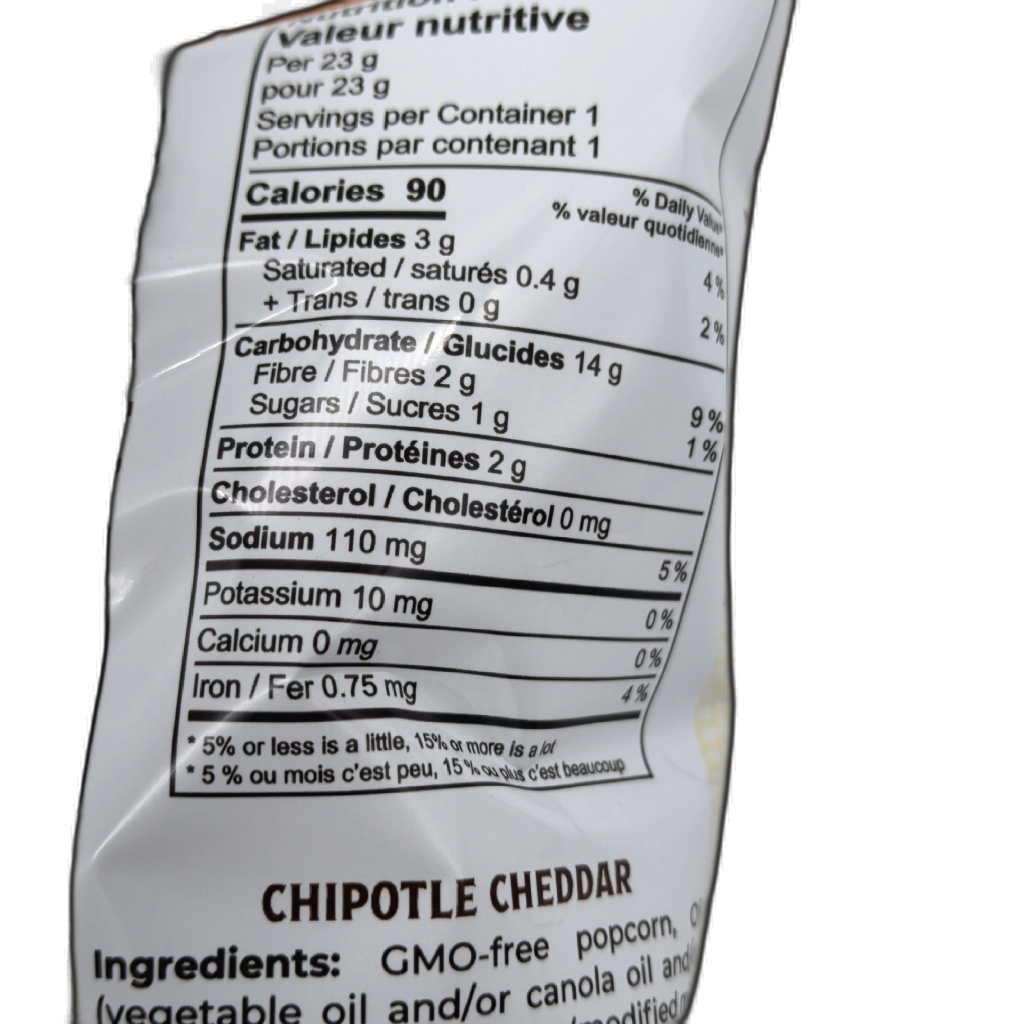 Popcorn Chipotle Cheddar Flavour 23g, side view