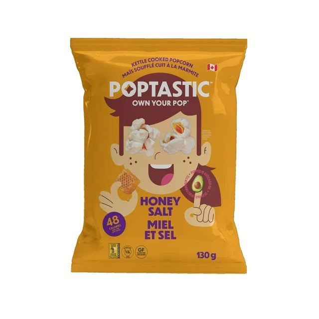 Poptastic Honey Salt Kettle Cooked Popcorn 130g
