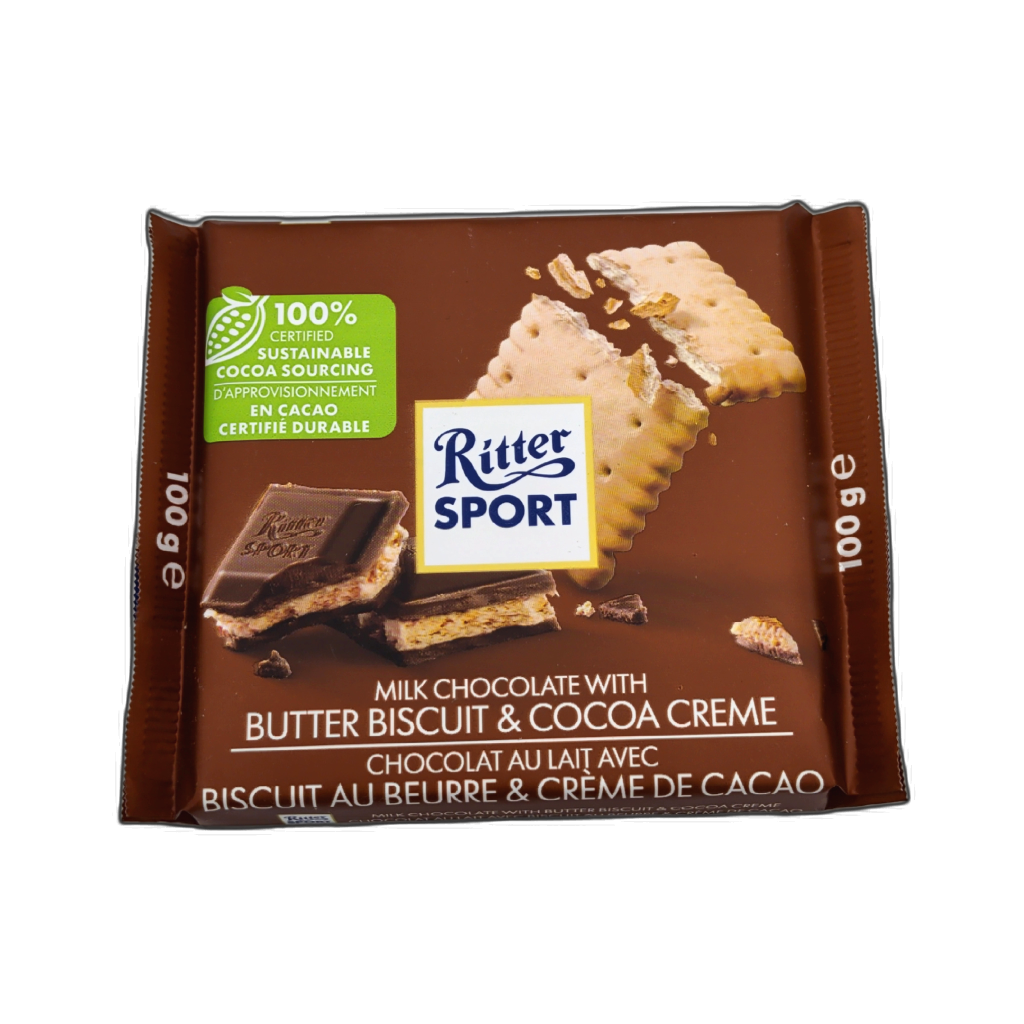 Ritter Sport Milk Chocolate, Butter Biscuit & Cocoa Crème