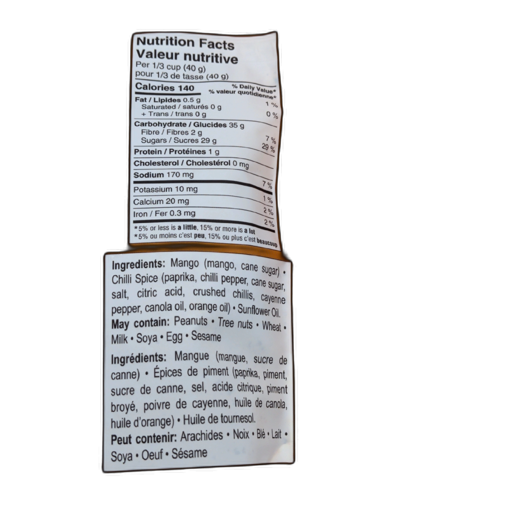 Sunridge Farms Chilli Mango, packaging detail
