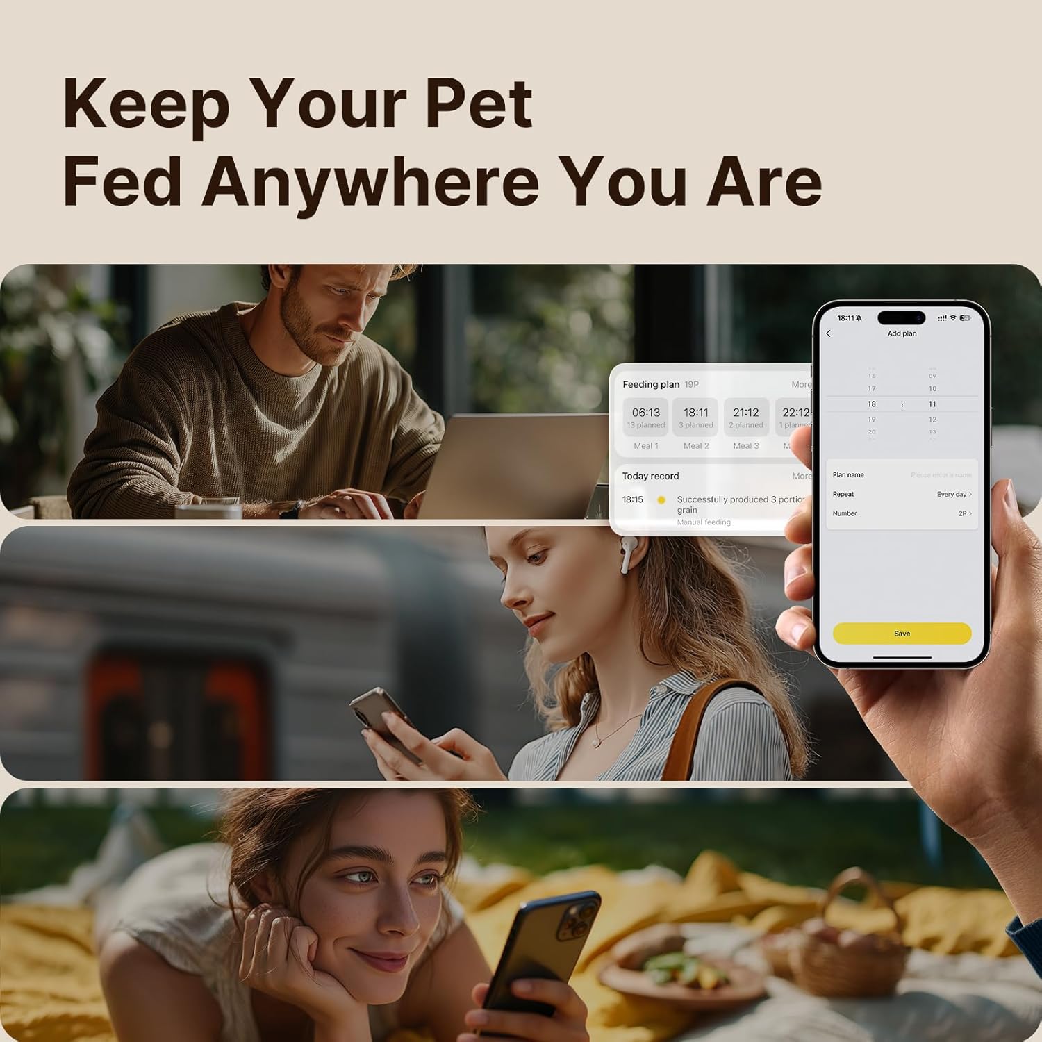 Dudupet 5L Automatic Pet Feeder with Wi-Fi