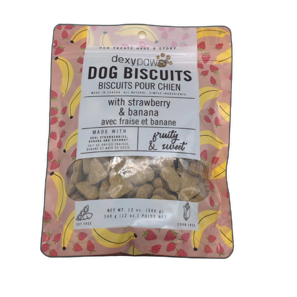 Dexypaws Strawberry and Banana Dog Biscuits 340g