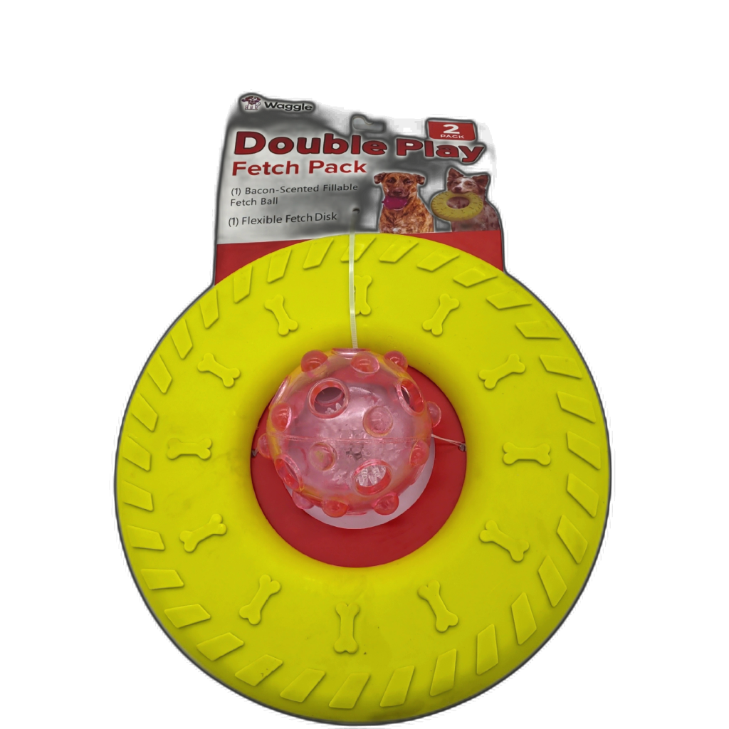 Waggle Double Play 2pc Fetch Pack Ball and Disk