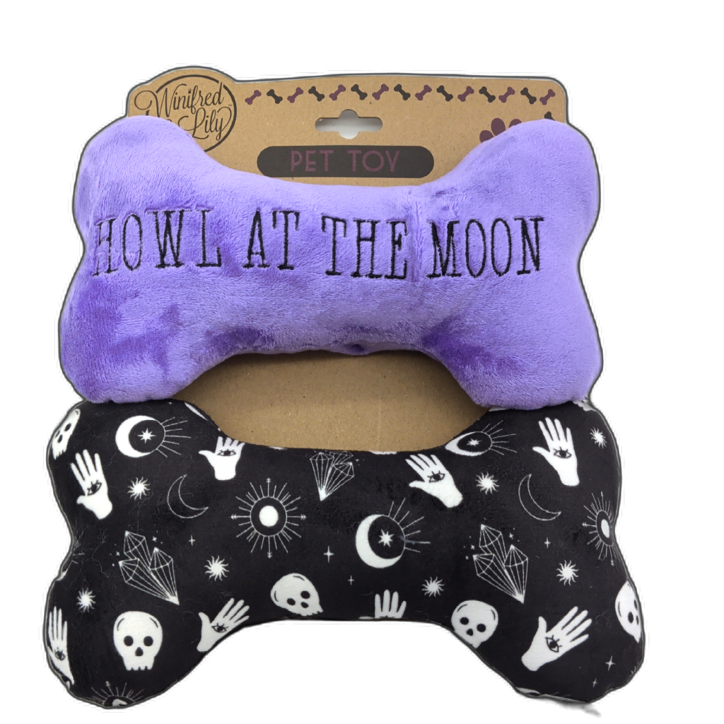 Dog Toy Plush Crinkle Bone 2pk. Howl At The