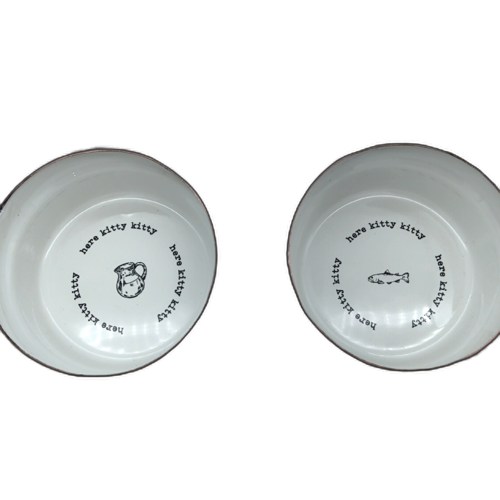 Set Of 2 Pet Bowls In Metal Feeder Here — side view