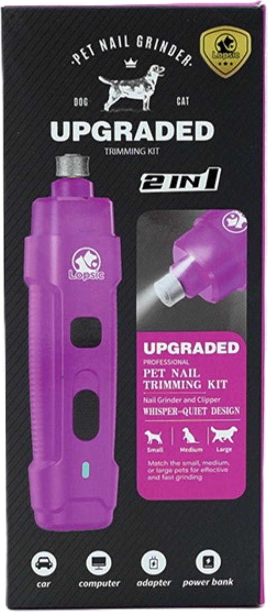 Lopsic 2-in-1 Pet Nail Grinder & Clipper