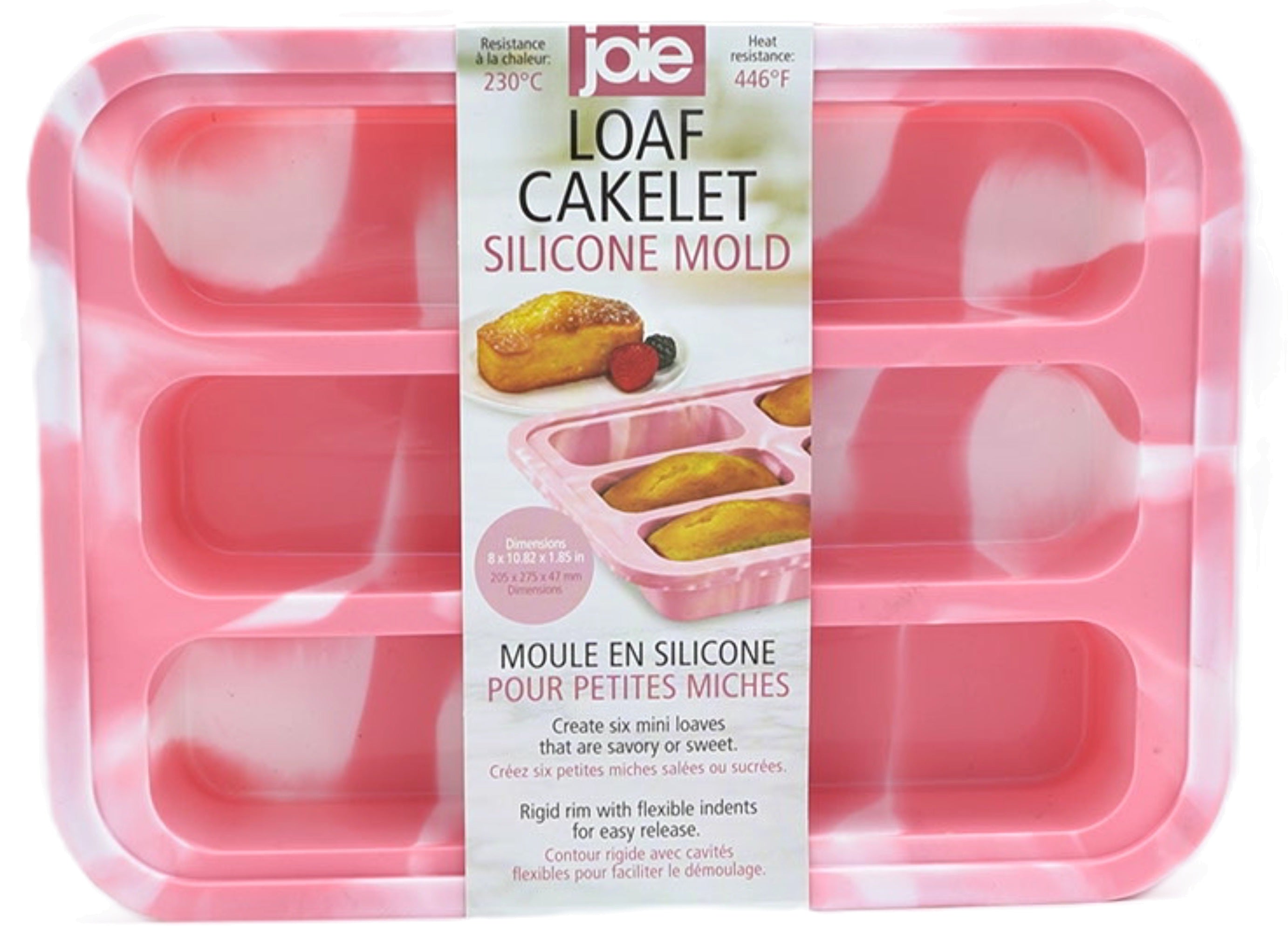 Joie Loaf Cakelet Silicone Mold Pink 8in