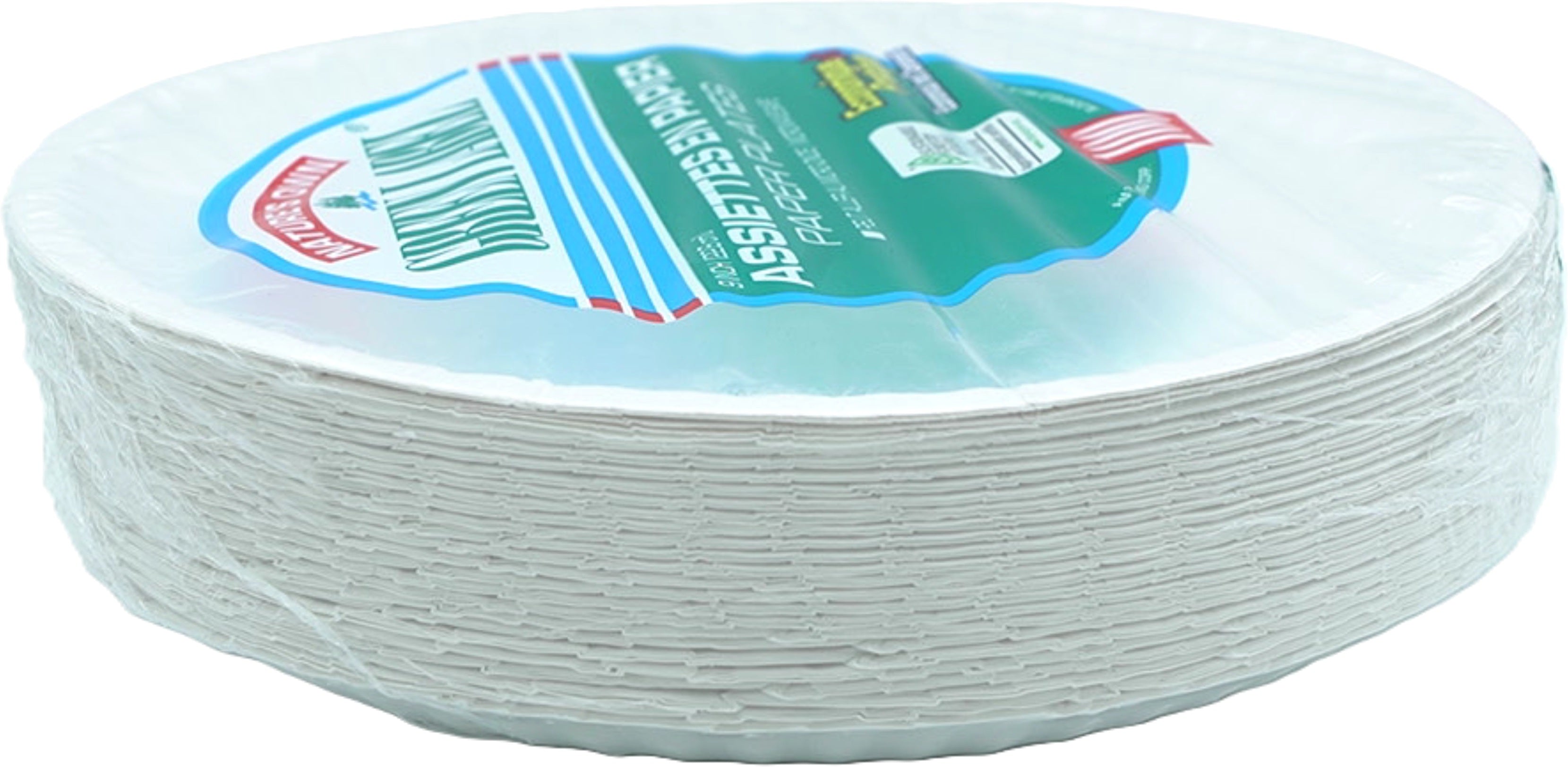 9" Microwave Safe Paper Plates 100 Pack Green Label