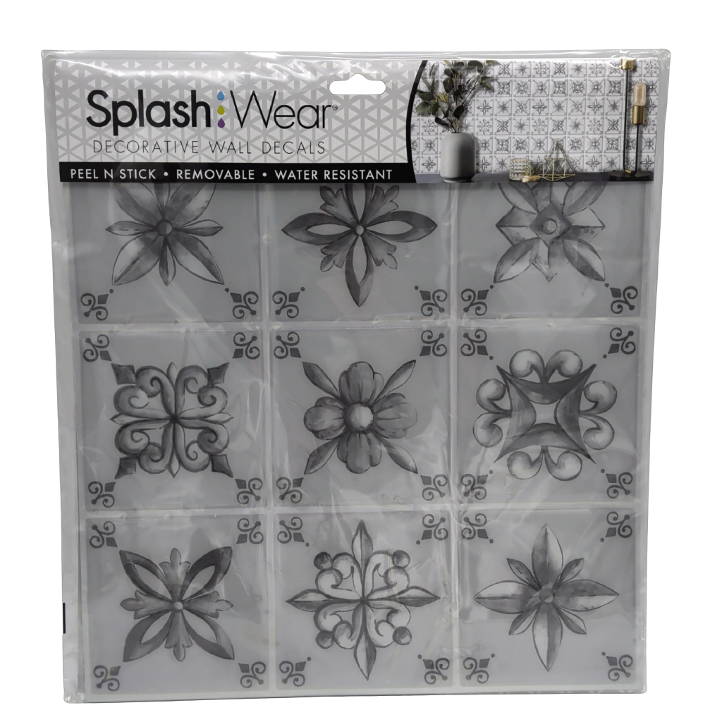 Peel & Stick Domed Painted Decorative Wall Tiles 10.5" x 10.5" 4pk. Splash Wear