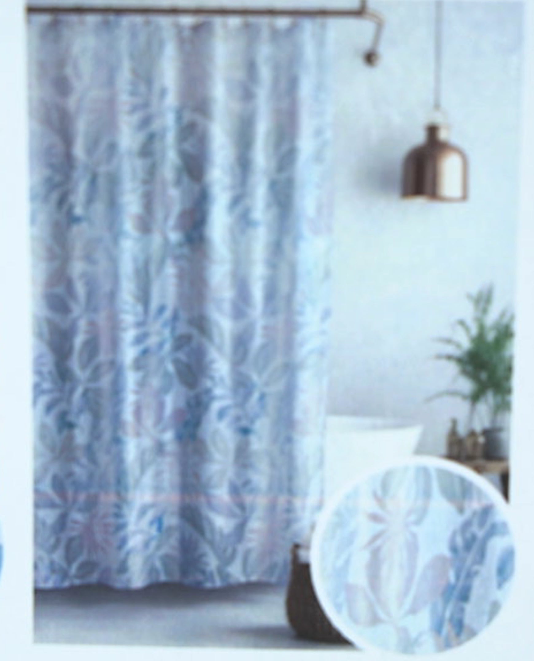 Foliage Print Shower Curtain 70x72 Inch Polyester Fabric