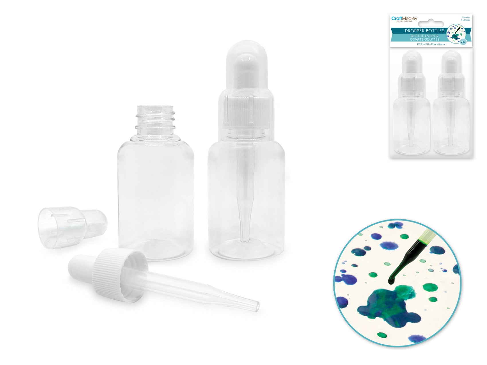 50ml Plastic Dropper Bottles 2 - Pack - Screw Top - Brantford Surplus