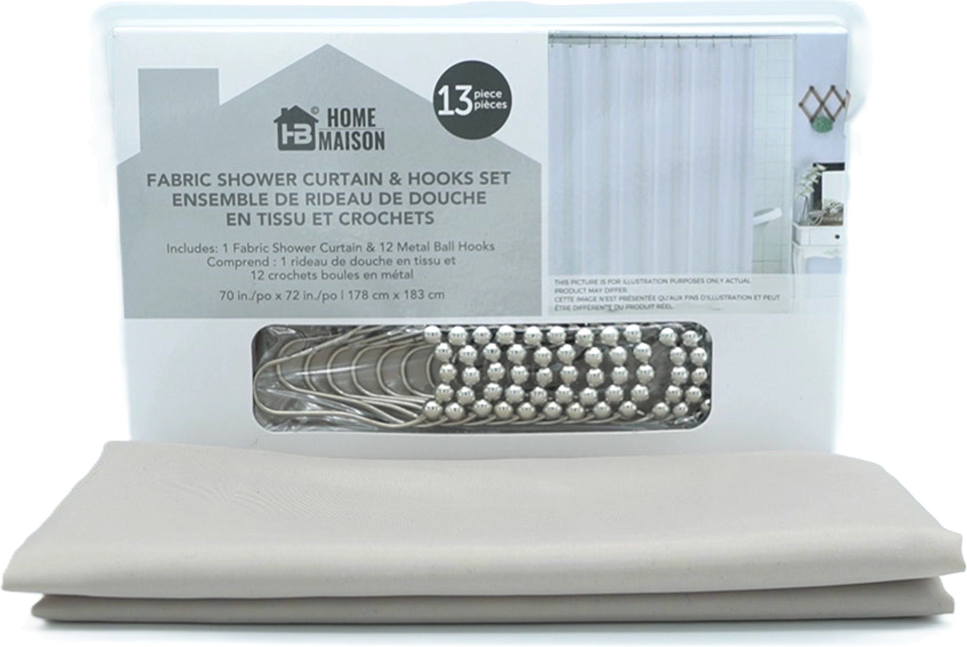 Home Maison Fabric Shower Curtain Hook Set 13pc